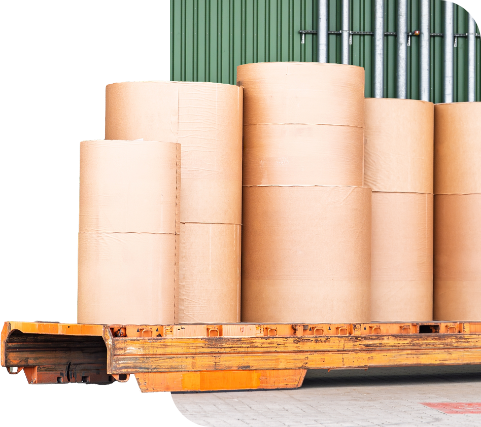 Rolls of paper on pallet